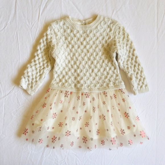 Hatley Other - hatley baby honeycomb knit holiday dress with tulle skirt 18 months baby girl